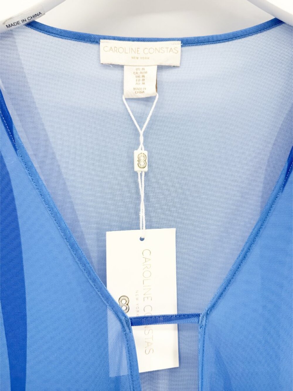 Caroline Constas Blue Mesh Maxi Cover-Up Dress Kaftan Tunic M NEW - Picture 4 of 11